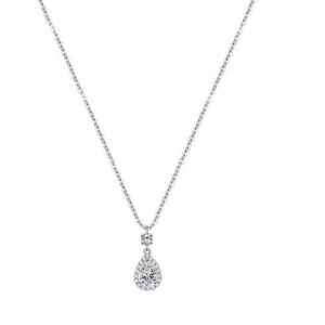 Silver Zircon Teardrop Necklace