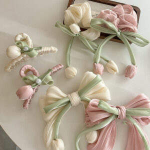 Summer Sweet Tulip Flower Scrunchies Set