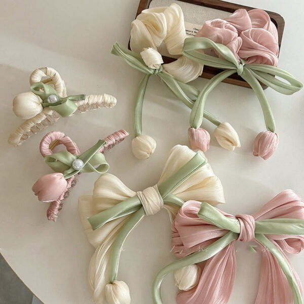 Summer Sweet Tulip Flower Scrunchies Set