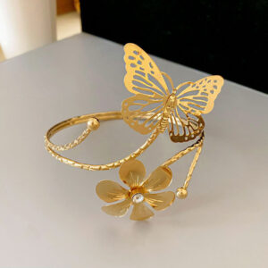 Gold Plated Butterfly Bangle