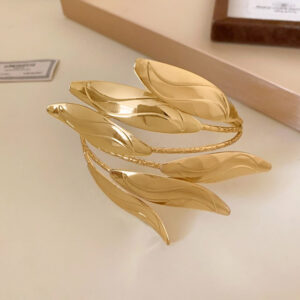 Gold Plated Leaves Bangle