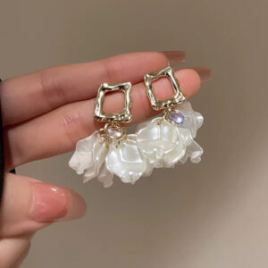Diamond Circle Crystal Flower Earrings